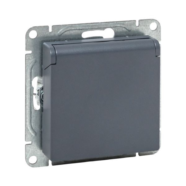 розетка сп эпика 16а ip44 с заземл. защ. шторки с крышкой механизм графит ekf up1-sog-111-44 от BTSprom.by