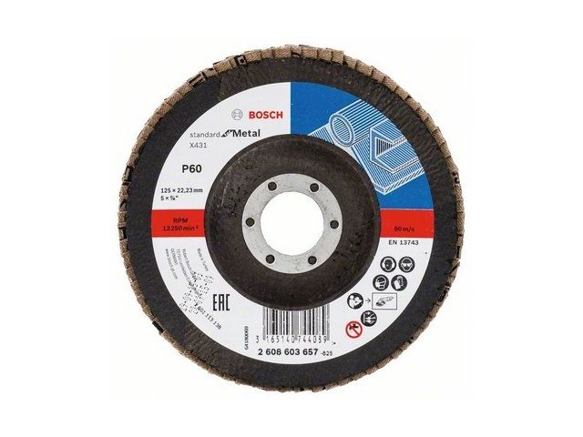 круг лепестковый 125х22.2 мм k60 конический standard for metal bosch 2608603657 от BTSprom.by