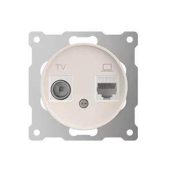 розетка компьютерная + телевизионная 2-м сп florence rj45 + tv кат.5e механизм беж. (1e20811301) onekeyelectro 7700244 от BTSprom.by
