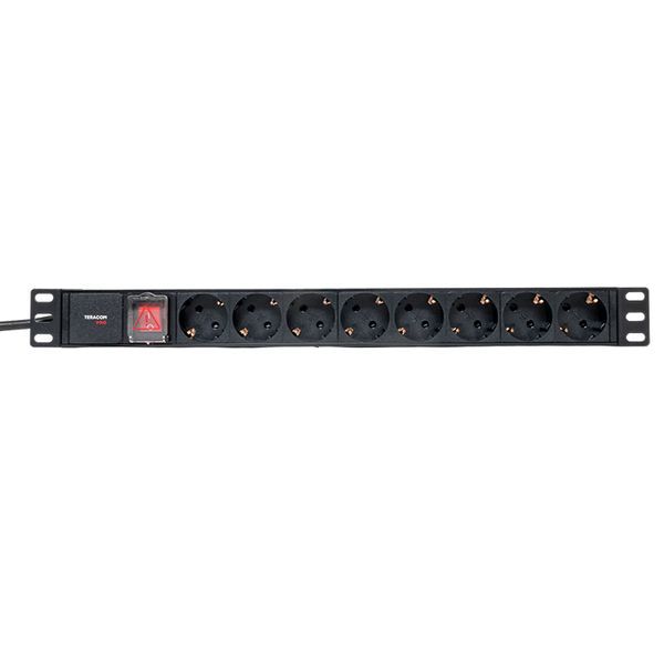  Блок PDU TERACOM PRO 19дюйм 1U 16А/250В 8 роз. Schuko с выключат. шнур 2м 3х1.5кв.мм вилка Schuko корпус пластик черн. EKF TRP-HPD-LSP-16A-8SH-2MSH фото в каталоге от BTSprom.by