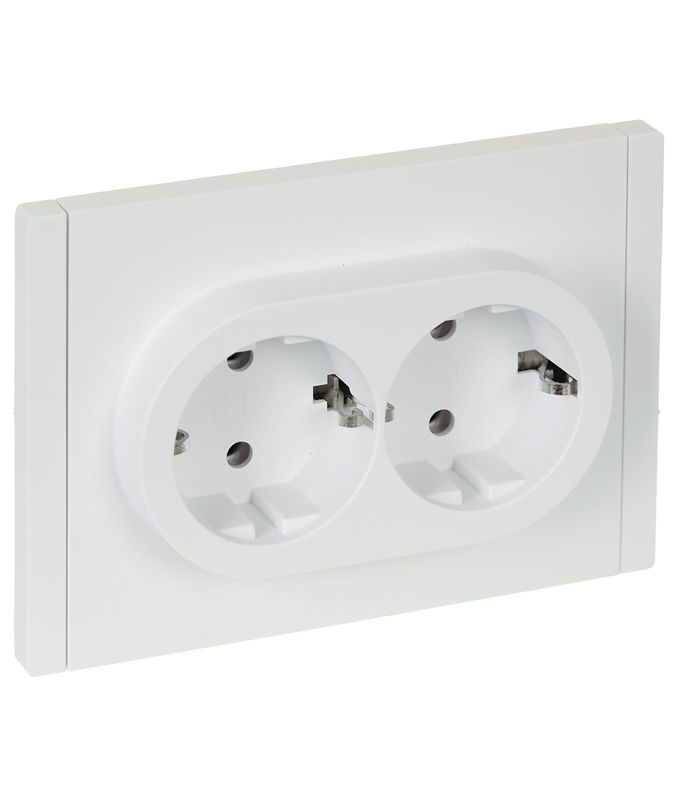 розетка 2-м сп forte&piano fp224 16а с заземл. без защ. шторок безвинт. крепл. бел. iek fp-r21-16-1-k01 от BTSprom.by