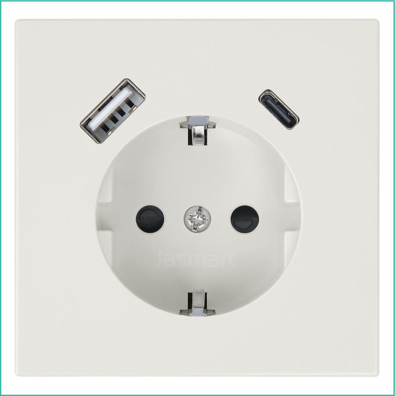 розетка сп fd shuko 16а с заземл. защ. шторки с 2-мя заряд. устр. usb тип a+c 25вт механизм сахара jasmart fd5501usb-25sh от BTSprom.by