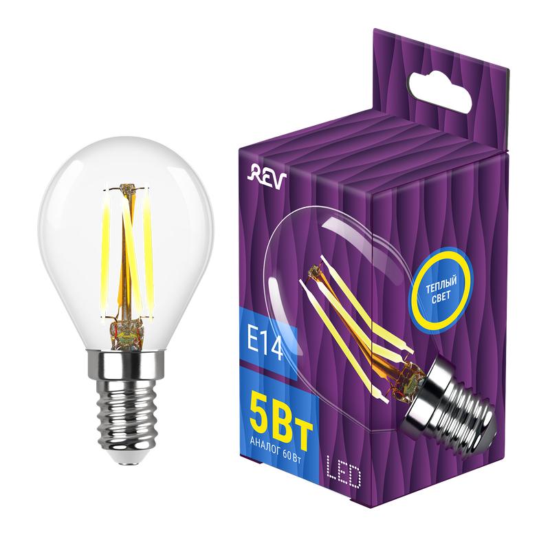 лампа светодиодная филаментная premium (filament) 5вт g45 2700к тепл. e14 480лм rev 32357 0 от BTSprom.by