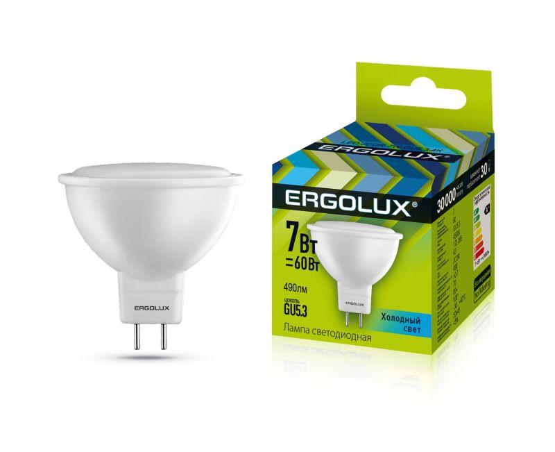 лампа светодиодная led-jcdr-7w-gu5.3-4500k 7вт jcdr рефлектор 4500к бел. 180-240в ergolux 12159 от BTSprom.by