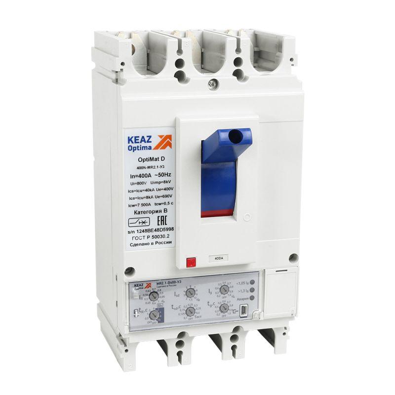 выключатель автоматический 3п 400а диапазон уст. 160...400а 65ка optimat d400h mr2.1 у3 рег кэаз 353185 от BTSprom.by