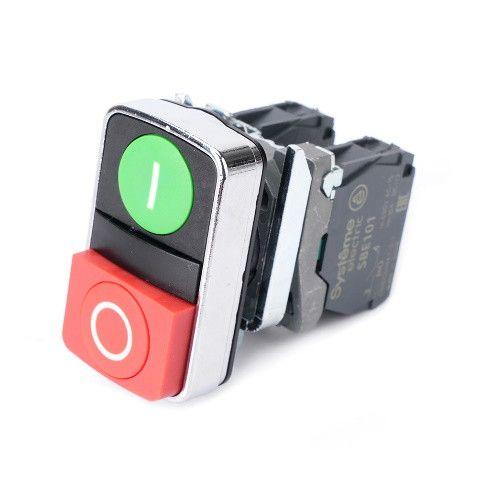 кнопка двойная sb4 в сборе модуль 22мм зел."i"+красн. выступ."o" металл 1но+1нз se sb4ba73415 от BTSprom.by