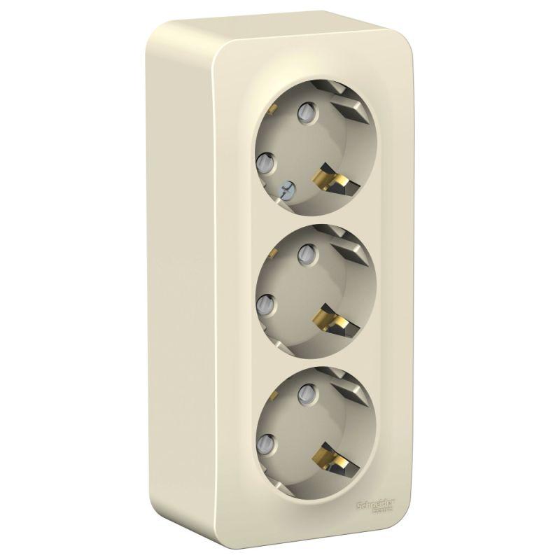 розетка 3-м оп blanca 16а ip20 250в с заземл. защ. шторки с изолир. пластиной молоч. se blnra011312 от BTSprom.by