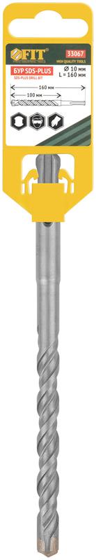  Бур по бетону SDS-PLUS профи крестообразная вставка двойная спираль 10х160мм FIT 33067 фото в каталоге от BTSprom.by