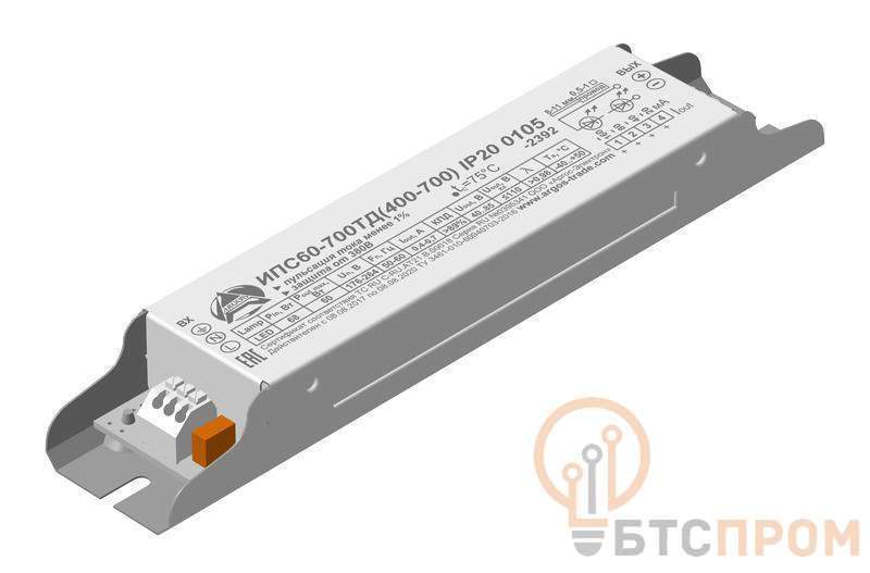  Драйвер ИПС 60-700ТД(400-700) 0105 с защитой 380В IP20 Аргос фото в каталоге от BTSprom.by