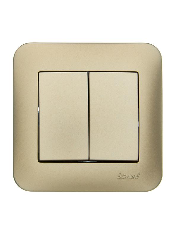 выключатель 2-кл. 1п сп asti 10а ip20 в сборе золото. lezard 7081-3636-101 от BTSprom.by