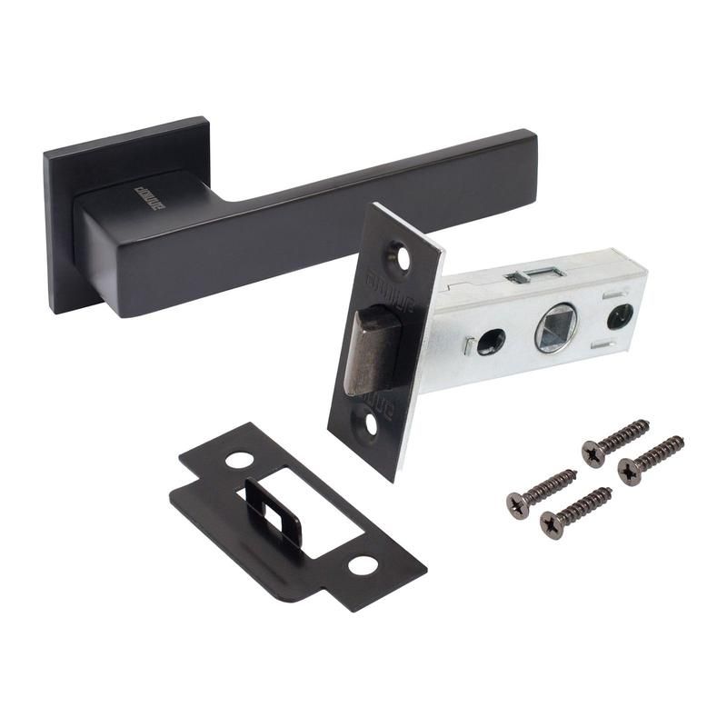 комплект ручка и защелка арт "ринго" bl+l45-8 bl (83150/s45) матов. черн. аллюр 15 723 от BTSprom.by