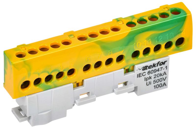 шина pe "земля" изол. на универс. держ. 6х9-14-жз tekfor iek tf-nn10-14-kl-k52 от BTSprom.by