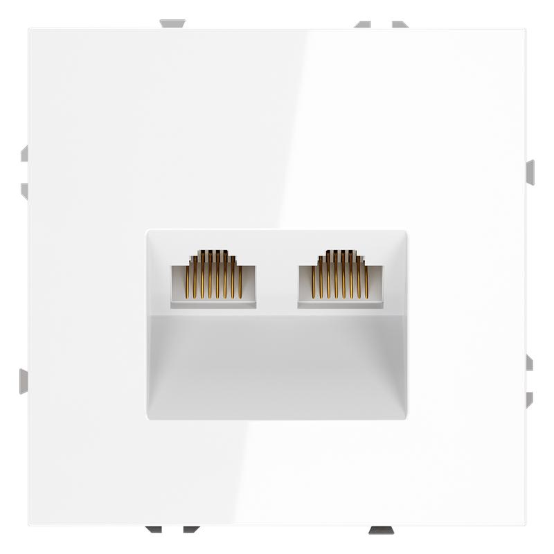 розетка компьютерная 2-м сп s70 rj45 + rj45 кат.6 механизм бел. глянцевый voltum vls060201 от BTSprom.by