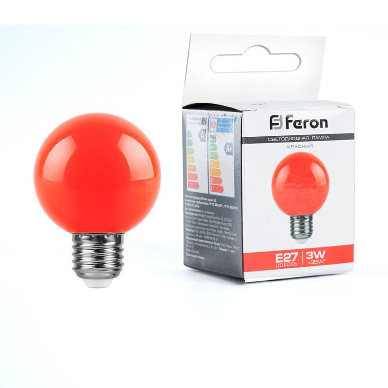 лампа светодиодная 3вт 230в e27 g60 матов. lb-371 красн. feron 25905 от BTSprom.by