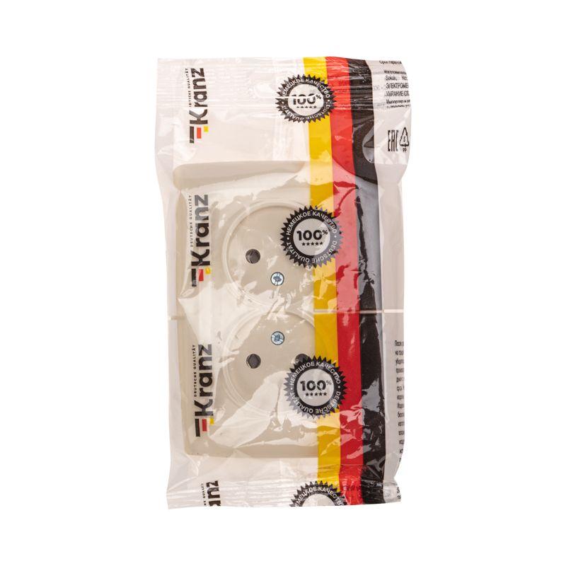  Розетка 2-м СП 10А DEA керамика без заземл. беж. Kranz KR-78-0249 фото в каталоге от BTSprom.by