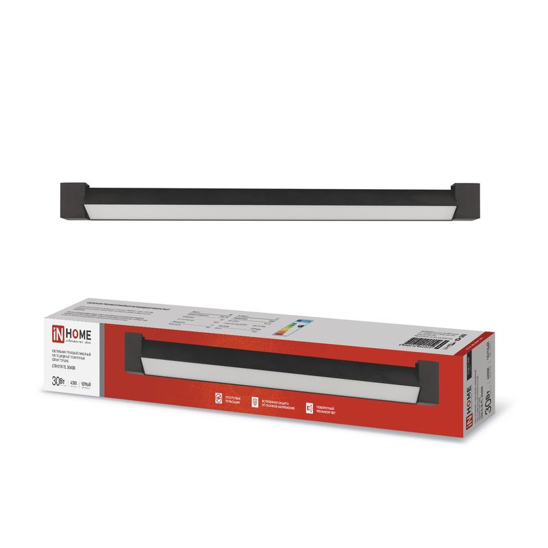 светильник светодиодный трековый top-line ltr-01r-tl 30вт 4000к ip40 3000лм 475мм 120град. линейный поворотн. черн. in home 4690612045559 от BTSprom.by