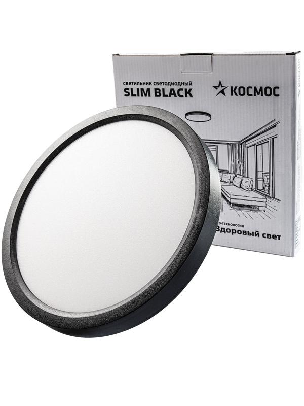 светильник светодиодный slim black 24вт 4500к ip40 1620лм 230в 230х25мм космос kslim24w_b4500k от BTSprom.by