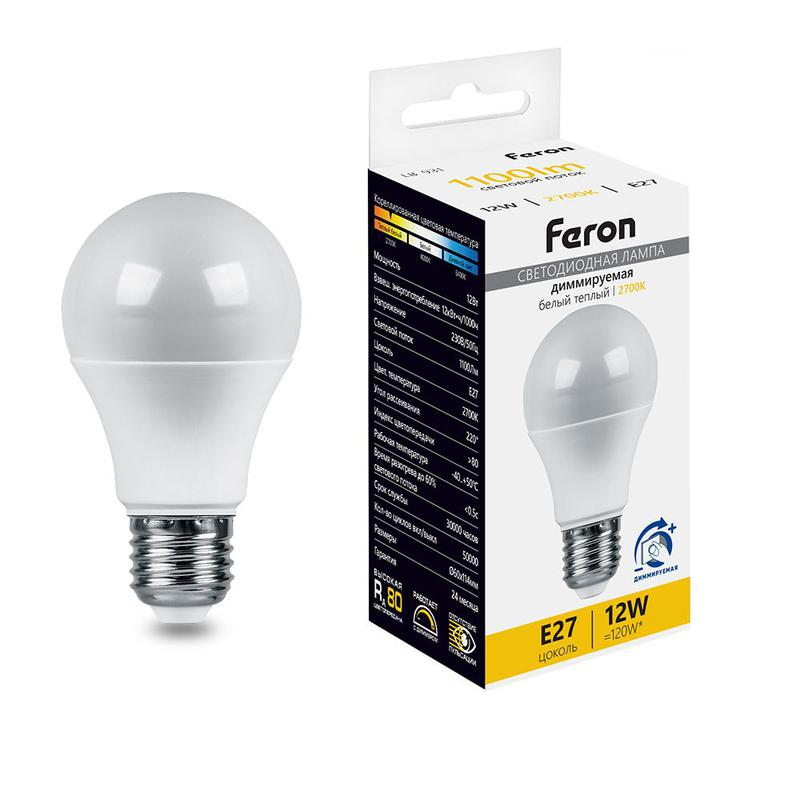 лампа светодиодная диммируемая 12вт 230в e27 2700к a60 lb-931 feron 51052 от BTSprom.by