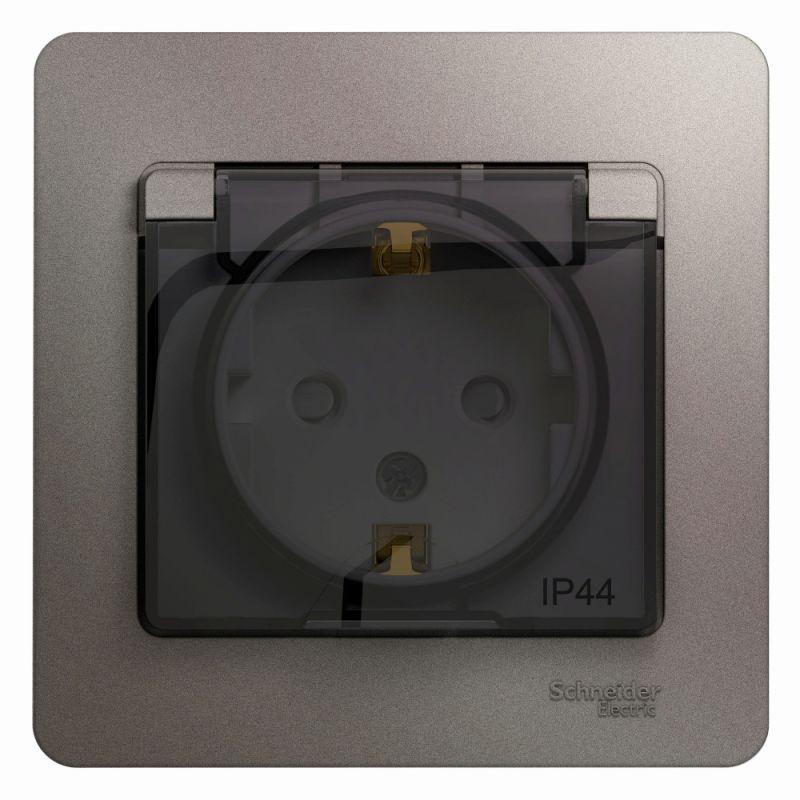 розетка 1-м сп glossa 16а ip44 250в с заземл. защ. шторки с крышкой в сборе платина se gsl001248 от BTSprom.by