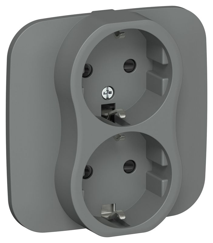 розетка 2-м сп flite рсш12-1-а-флма 16а с заземл. с защ. шторками безвинтовое крепление в сборе механизм мокрый асфальт iek fi-r24a-16-1-k80 от BTSprom.by