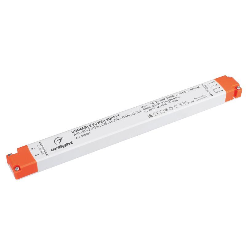 блок питания arv-sp-24075-linear-pfc-triac-0-10v (24в 3.1а 75вт) ip20 пластик arlight 047027 от BTSprom.by