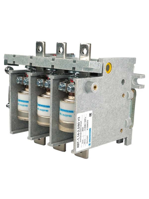 контактор вакуумный квт-1.14-2.5/ 80-3 у3 3п кат. 380в 2но+1нз ip00 без реле электротехник et006372 от BTSprom.by