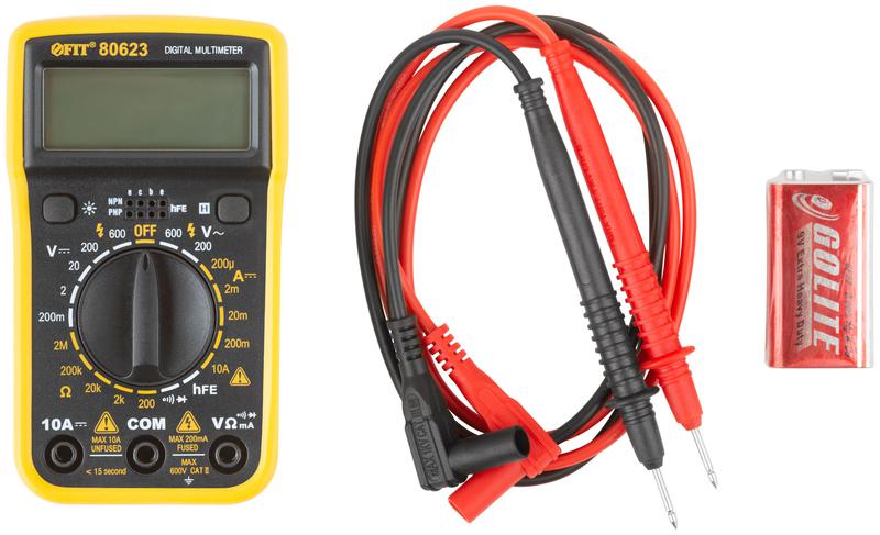  Мультиметр 0.1 мВ-600В; 0.1В-600В; 1 мкА-10 А; 0.1 Ом-2 МОм; коробка FIT 80623 фото в каталоге от BTSprom.by