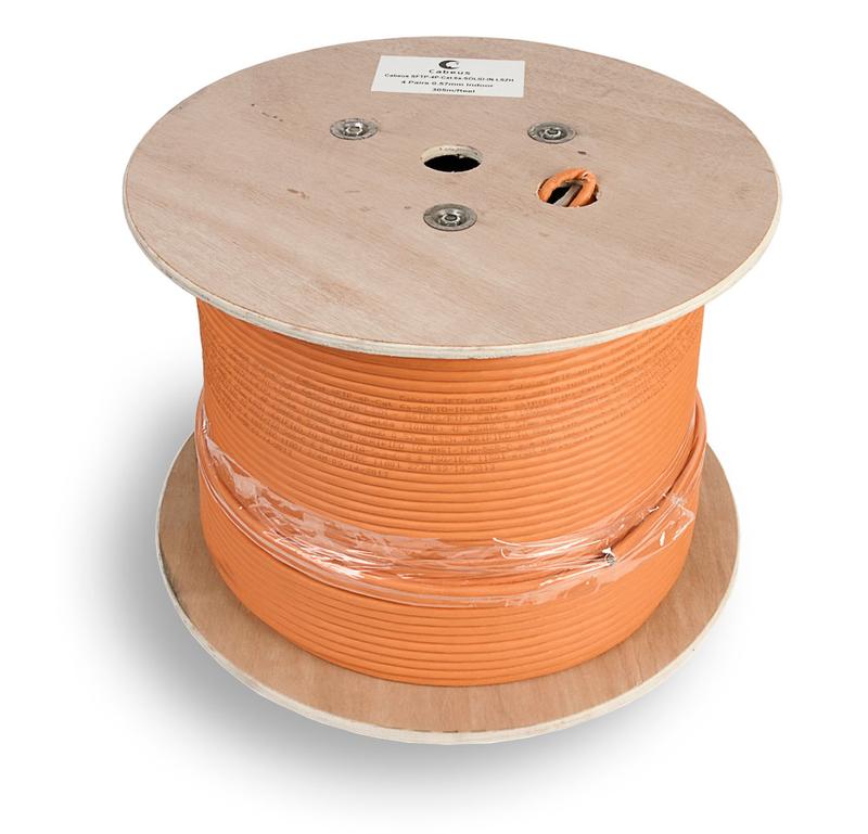 кабель витая пара s/ftp кат.6a 4х2х23awg solid lszh нг(а)-hf sftp-4p-cat.6a-solid-in-lszh оранж. (уп.305м) cabeus 7468c от BTSprom.by
