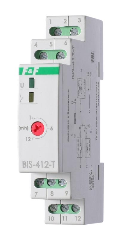 реле импульсное bis-412-t (для работы в схемах с групп. и централ. управлением встроенн. разделитель сигналов с встроен. таймером 230в ac 16а 1no/nc ip20) f&f ea01.005.014 от BTSprom.by