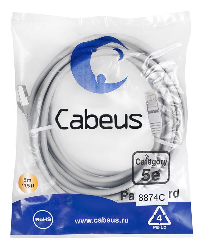 патч-корд f/utp кат.5e pc-ftp-rj45-cat.5e-5m-lszh 2xrj45/8p8c экранир. lszh 5м сер. cabeus 8874c от BTSprom.by