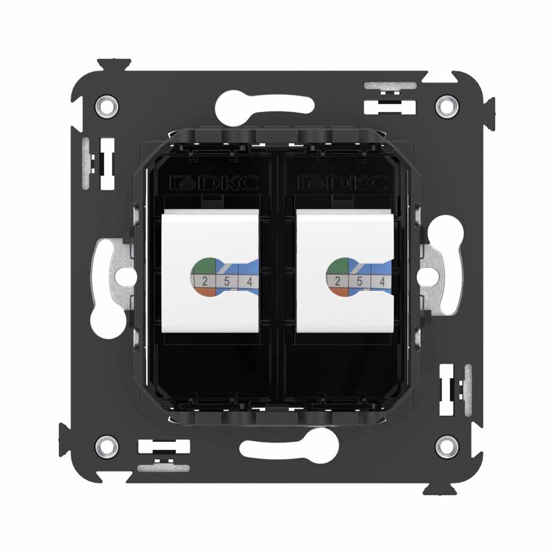  Розетка телефонная 2-м СП Avanti "Черный квадрат" RJ12 без шторок механизм DKC 4402614 фото в каталоге от BTSprom.by