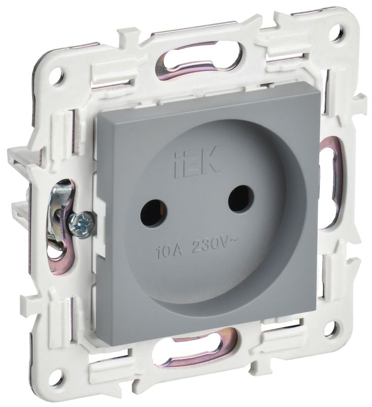 розетка skandy 10а без заземл. без защ. шторок sk-r02gr сер. iek sk-r10-10-k03 от BTSprom.by