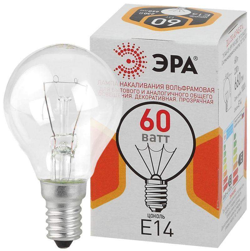 лампа накаливания дш 60-230-e14-cl 60вт шар (p45) 230в е14 эра б0039138 от BTSprom.by