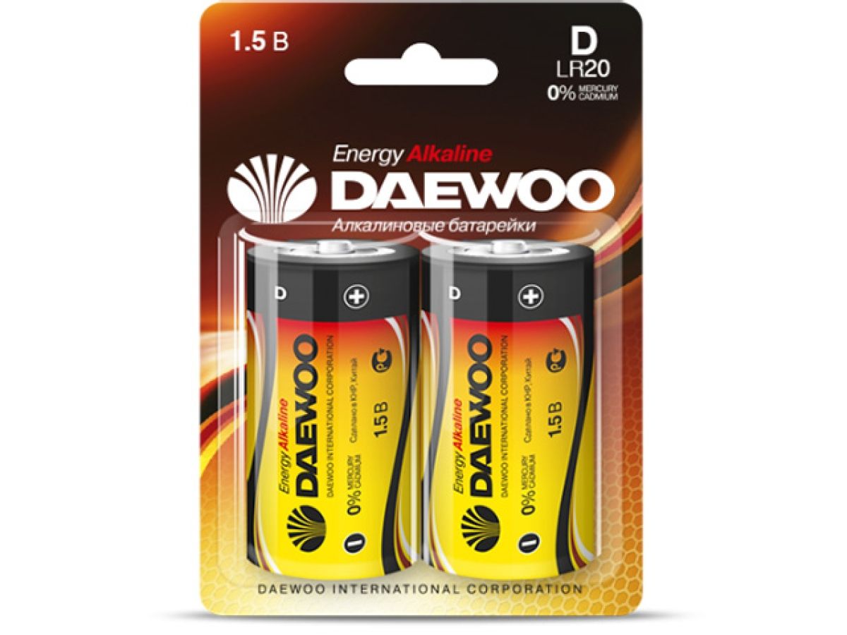 батарейка d lr20 1,5v alkaline bl-2шт daewoo energy 1030429 от BTSprom.by