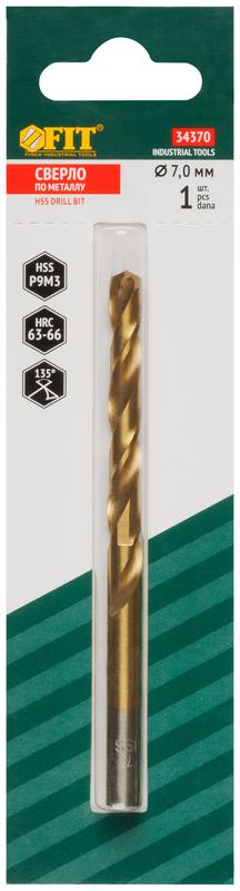  Сверло HSS по металлу титановое покрытие в блист. 7.0мм FIT 34370 фото в каталоге от BTSprom.by