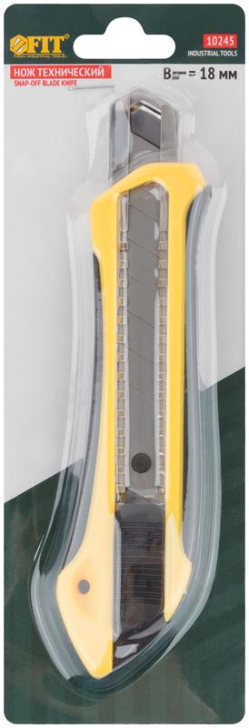  Нож технический 18мм усиленный прорезиненный 2-х сторонняя автофиксация FIT 10245 фото в каталоге от BTSprom.by