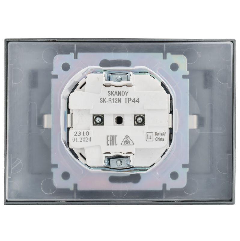  Розетка 2-м SKANDY 16А IP44 с крышкой в сборе SK-R12N никель IEK SK-R26-16-44-K50-F фото в каталоге от BTSprom.by