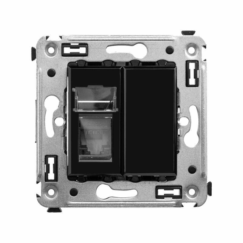 розетка компьютерная 1-м сп avanti "черный квадрат" rj45 кат.5e dkc 4402463 от BTSprom.by