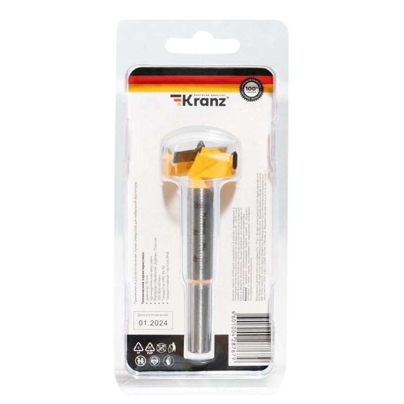  Сверло Форстнера по дереву 30мм цилиндрический хвостовик Kranz KR-91-0790 фото в каталоге от BTSprom.by
