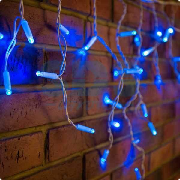 гирлянда айсикл (бахрома) светодиодный, 2,4 х 0,6 м, белый провод, 230 в, диоды синие, 88 led neon-night от BTSprom.by