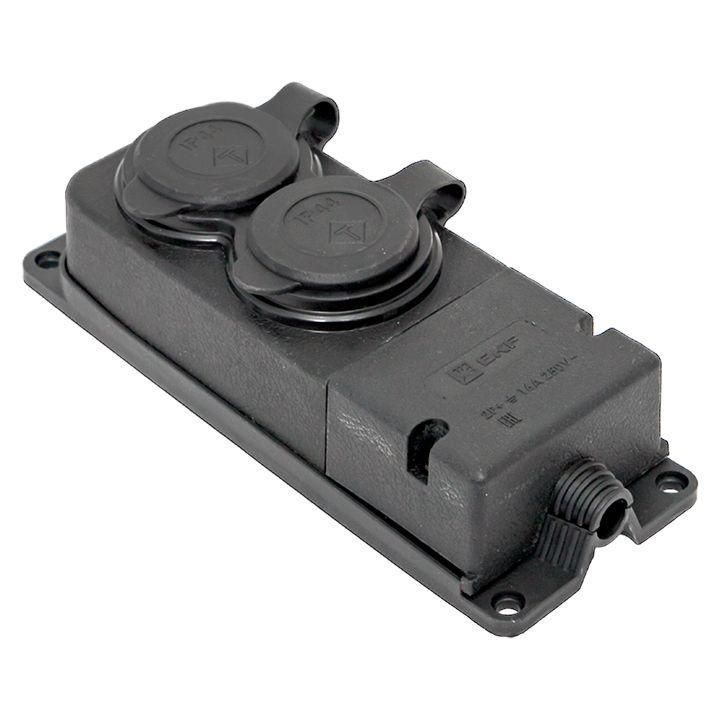 колодка 2-м 16а ip44 2p+pe 230в с защ. крышками каучук proxima ekf rps-018-16-230-44-r от BTSprom.by
