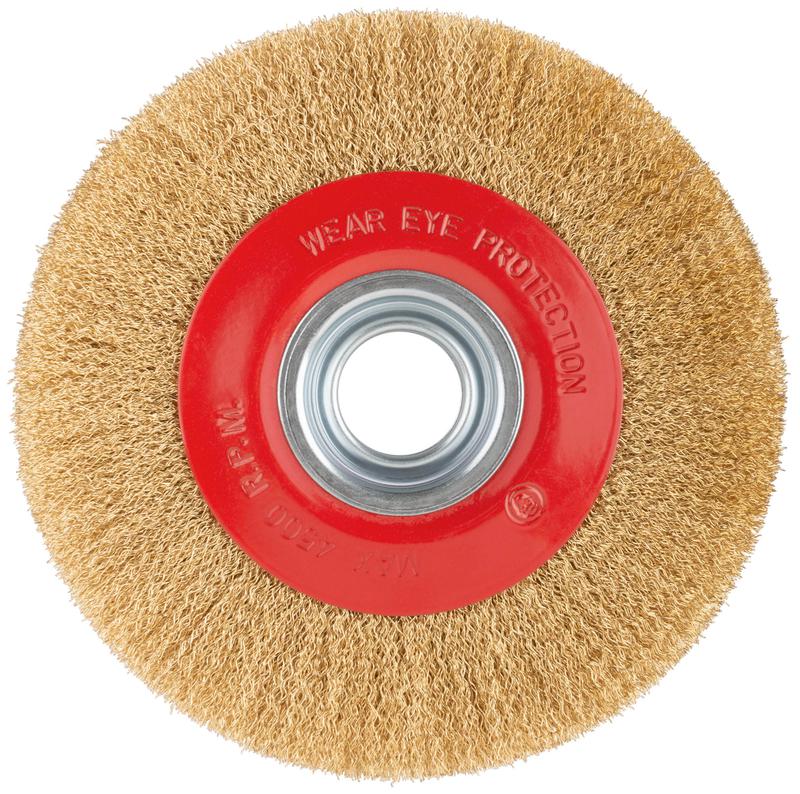  Корщетка-колесо стальная латунированная волнистая проволока 200мм FIT 39016 фото в каталоге от BTSprom.by