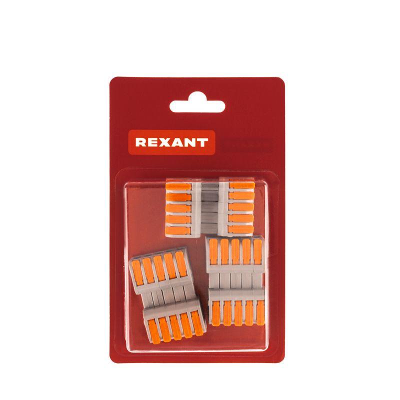  Клемма проходная разъемная СМК 222-425R 5п 0.2-2.5/4кв.мм сер. (блист.3шт) Rexant 07-5265-3 фото в каталоге от BTSprom.by