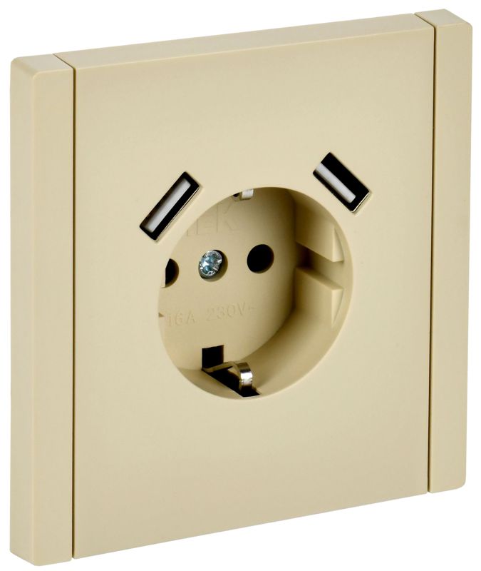розетка forte&piano fp445 16а usb a+a 3.1а с заземл. защ. шторки винт. крепл. ваниль iek fp-r14-16-u21-d31-k10 от BTSprom.by