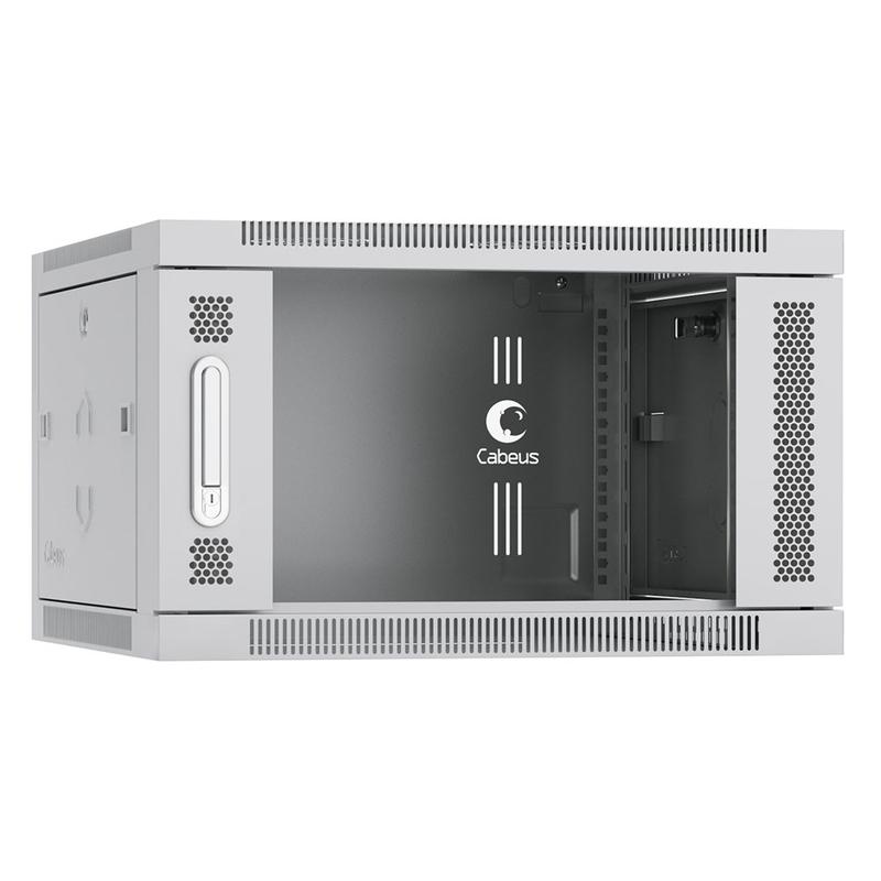 шкаф телекоммуникационный настенный sh-05f-6u60/45 19дюйм 6u 600х450х368мм дверь стекло сер. ral 7035 cabeus 7058c от BTSprom.by