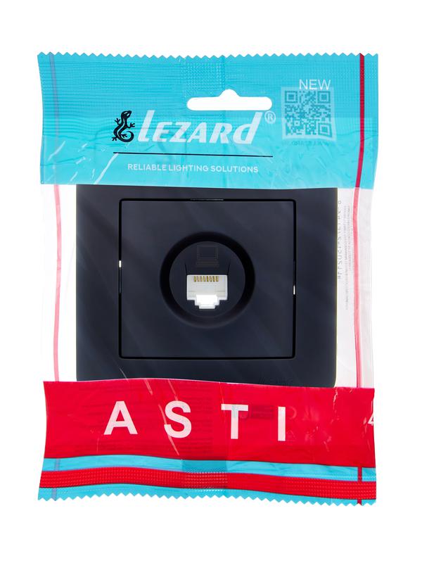  Розетка компьютерная 1-м СП ASTI IP20 RJ45 в сборе Cat 5e черн. бархат LEZARD 7081-4242-139 фото в каталоге от BTSprom.by