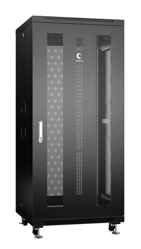 шкаф монтажный телекоммуникационный напольн. nd-05c-27u60/100-bk 19дюйм 27u 600х1000х1388мм для распределит. и серверн. оборудования; передн. и задн. перфорир. двери ручка с замком ral 9004 черн. cabeus 8533c от BTSprom.by