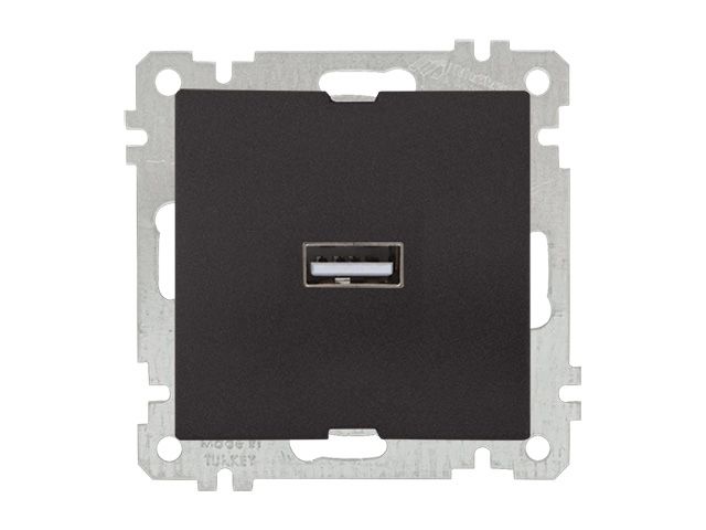 розетка 1-ая usb (скрытая, без рамки) черная, daria, mutlusan (usb-зарядка, 5v-2.1a) 2100 448 0184 от BTSprom.by