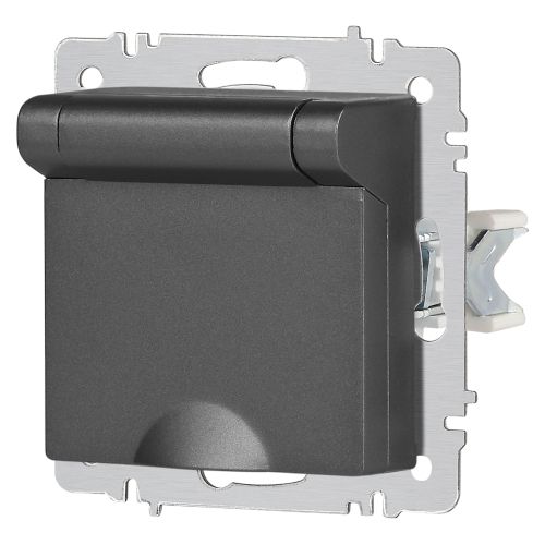  Розетка 1-м СП Accent 6-203-07 16А IP20 250В 2P+E Schuko с крышкой AL/CU графит Intro Б0063441 фото в каталоге от BTSprom.by