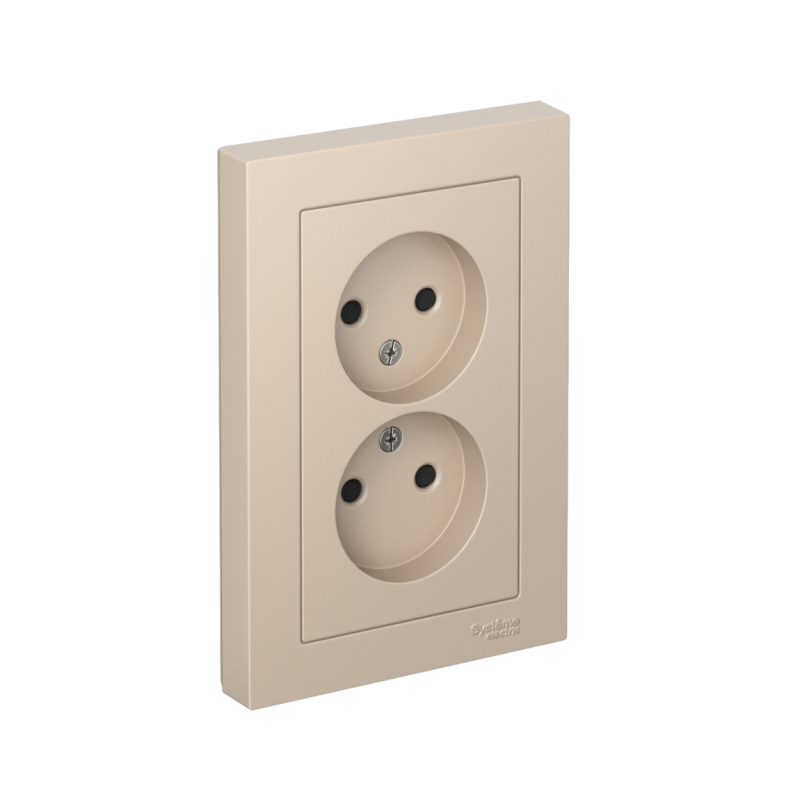 розетка 2-м. atlasdesign 16а без заземл. со шторками в сборе песочн. se atn001222 от BTSprom.by